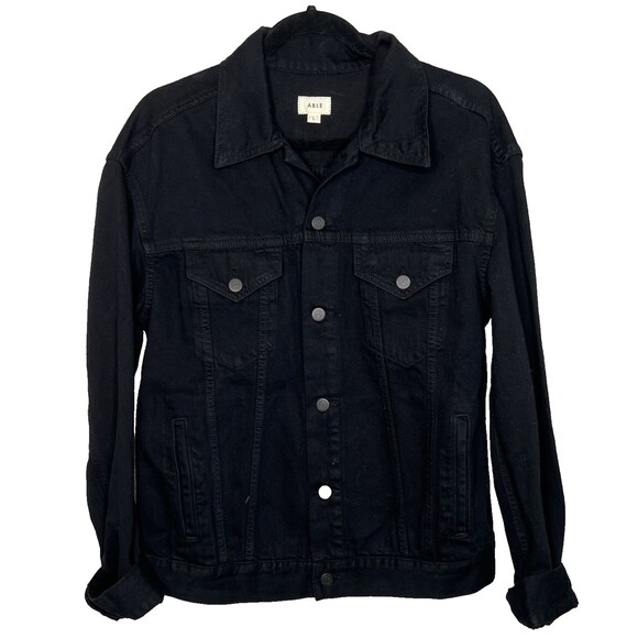 Able Minelia Cotton Blend Denim Jean Distressed Jacket Original Wash Large - Picture 2 of 7